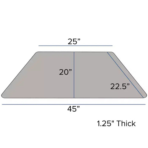 Tavolo per attività con piano trapezoidale in laminato HP, 22,5" L x 45" P - Gambe corte regolabili in altezza