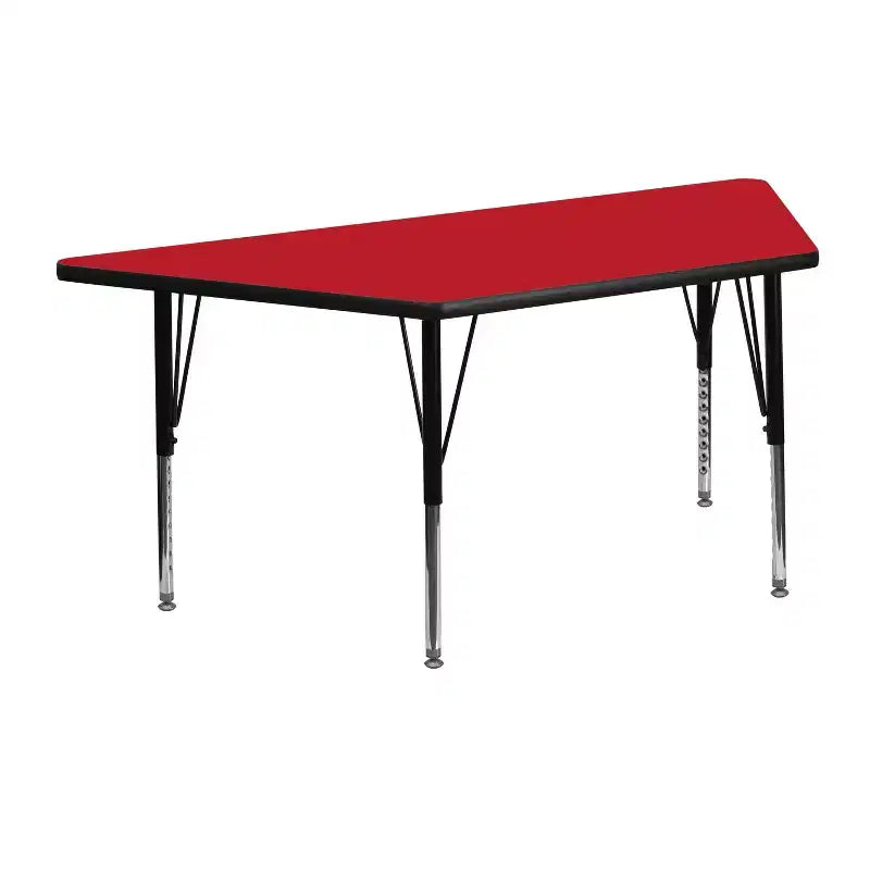 Tavolo per attività con piano trapezoidale in laminato HP, 22,5" L x 45" P - Gambe corte regolabili in altezza