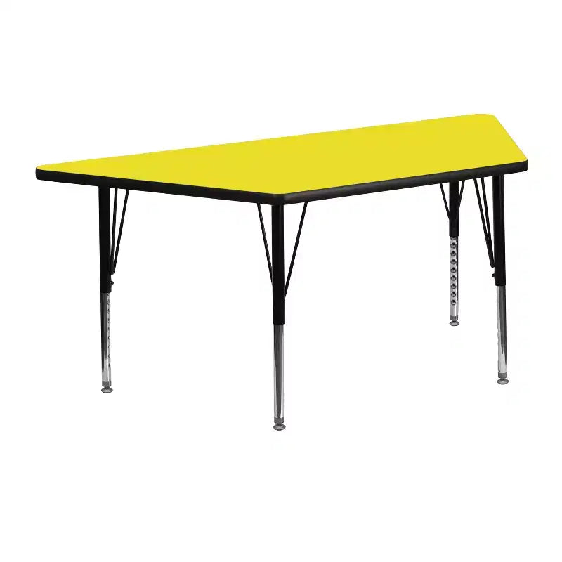 Tavolo per attività con piano trapezoidale in laminato HP, 22,5" L x 45" P - Gambe corte regolabili in altezza