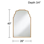 Specchio da Parete Decorativo Rettangolare per Vanity Moderno Smussato Ondulato Ad Arco in Cornice Dorata Anticata Lussuosa 26" di Larghezza per Bagno