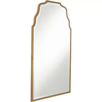 Specchio da Parete Decorativo Rettangolare per Vanity Moderno Smussato Ondulato Ad Arco in Cornice Dorata Anticata Lussuosa 26" di Larghezza per Bagno