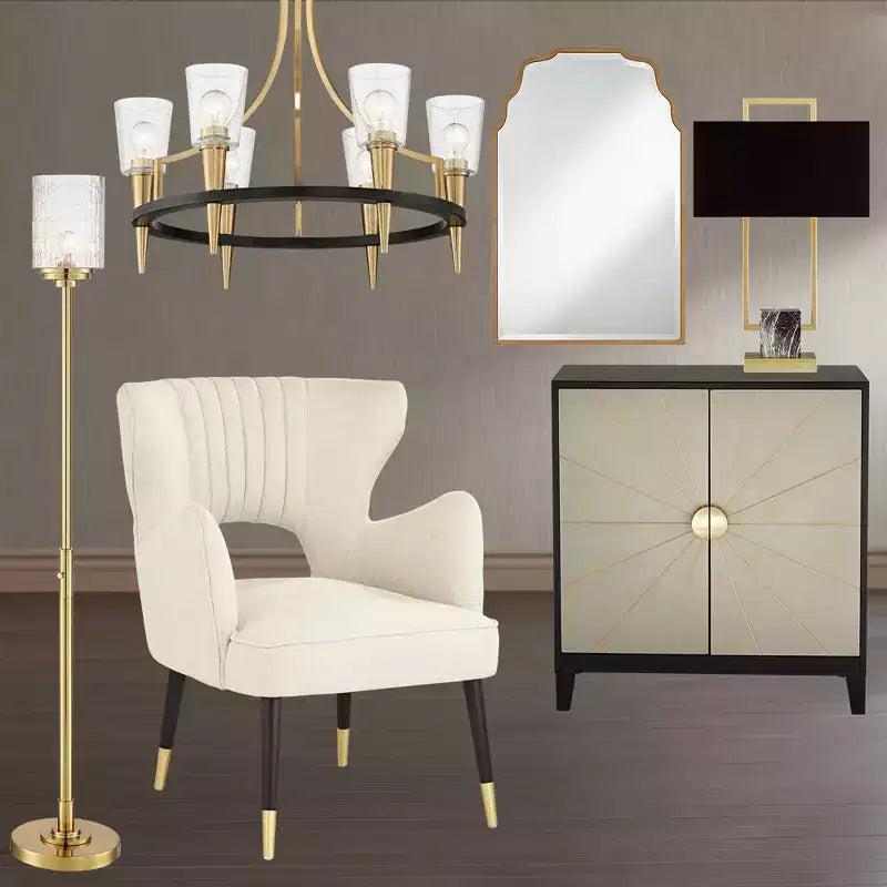 Specchio da Parete Decorativo Rettangolare per Vanity Moderno Smussato Ondulato Ad Arco in Cornice Dorata Anticata Lussuosa 26" di Larghezza per Bagno