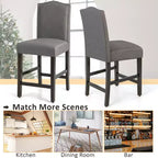 Set di 2 sgabelli da bar in tessuto con borchie, altezza bancone, sedie da pranzo laterali grigio/beige
