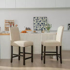 Set di 2 sgabelli da bar in tessuto con borchie, altezza bancone, sedie da pranzo laterali grigio/beige