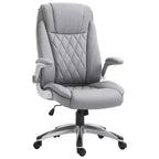 Sedia da ufficio ergonomica girevole a 360° con schienale alto e braccioli ribaltabili, sedia a dondolo da scrivania in similpelle, grigia