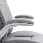 Sedia da ufficio ergonomica girevole a 360° con schienale alto e braccioli ribaltabili, sedia a dondolo da scrivania in similpelle, grigia