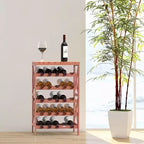 Hastings Home 25-Bottle Holder Freestanding Rack with Tabletop, Brown