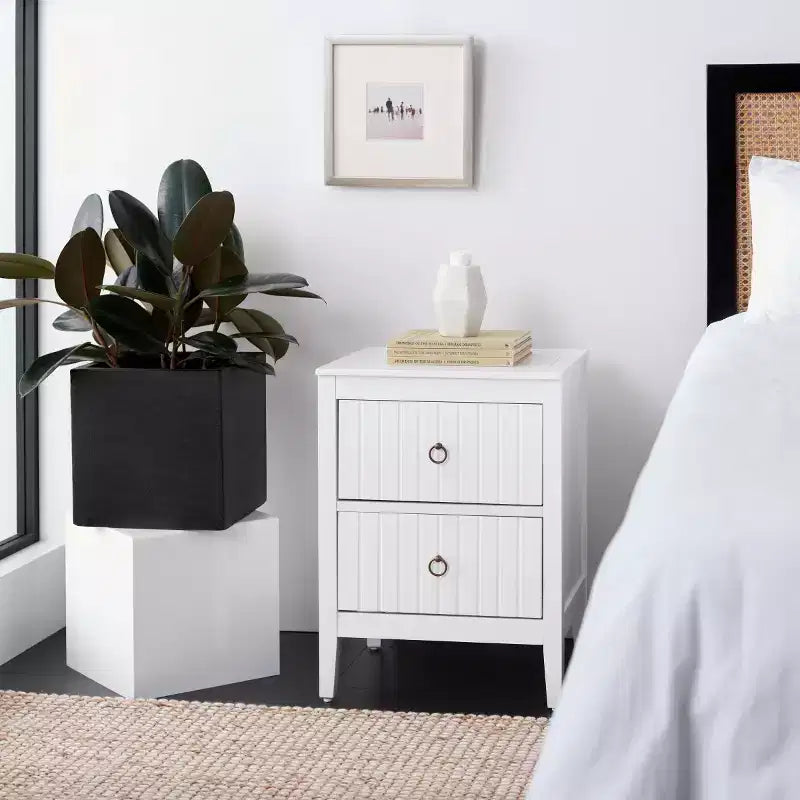 Comodino con 2 cassetti Bianco