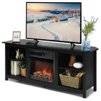 Costway 58'' 2-Tier Fireplace TV Stand W/18 Electric Fireplace Up to 65''