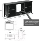 Mobile TV da 58'' a 2 ripiani con caminetto elettrico da 18'' fino a 65''