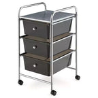 Costway 3-Drawer Cart Storage Bin Organizer Rolling with Plastic Drawers Yellow/Black/Multicolor/Rainbow