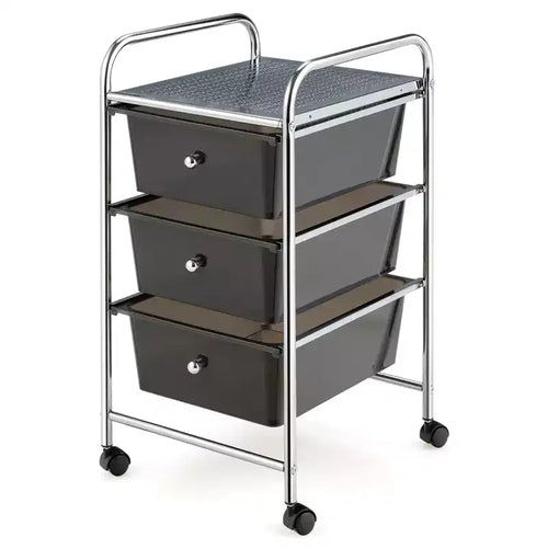 Costway 3-Drawer Cart Storage Bin Organizer Rolling with Plastic Drawers Yellow/Black/Multicolor/Rainbow