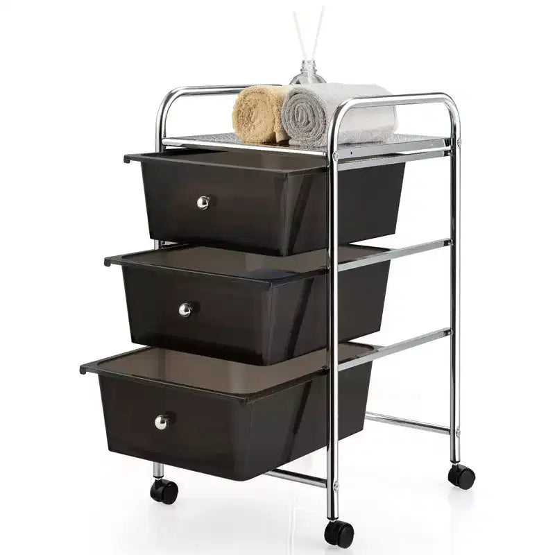 Carrello Portatutto a 3 Cassetti con Rotelle e Cassetti in Plastica Giallo/Nero/Multicolore/Arcobaleno