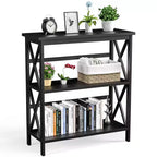 Scaffale a 3 Ripiani, Libreria in Legno a Giorno per Casa/Ufficio, Bianco/Nero/Caffè/Naturale