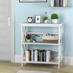 Scaffale a 3 Ripiani, Libreria in Legno a Giorno per Casa/Ufficio, Bianco/Nero/Caffè/Naturale