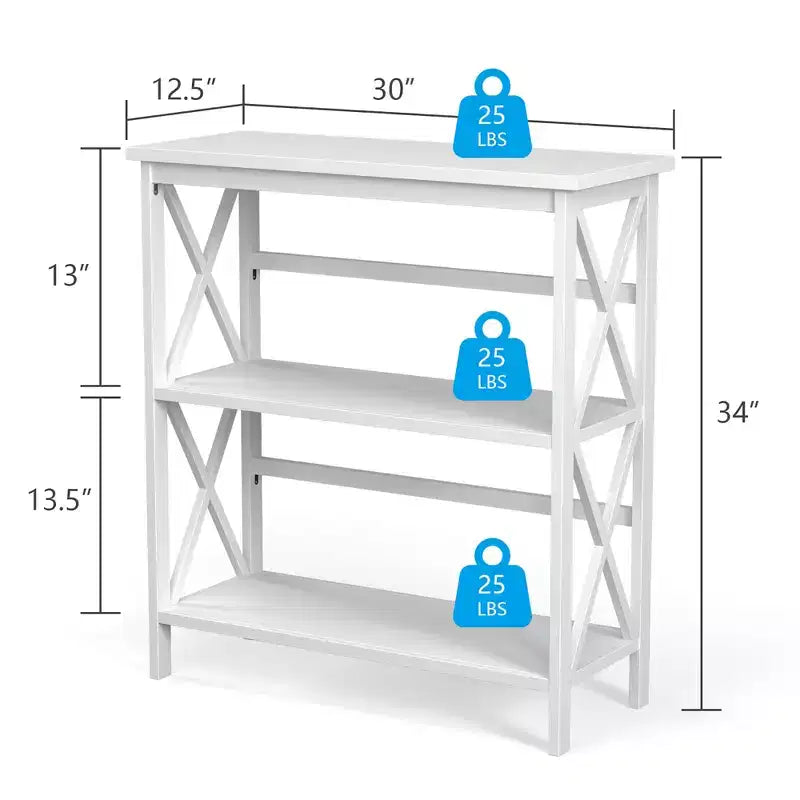 Scaffale a 3 Ripiani, Libreria in Legno a Giorno per Casa/Ufficio, Bianco/Nero/Caffè/Naturale