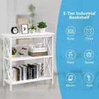 Scaffale a 3 Ripiani, Libreria in Legno a Giorno per Casa/Ufficio, Bianco/Nero/Caffè/Naturale