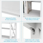 Scaffale a 3 Ripiani, Libreria in Legno a Giorno per Casa/Ufficio, Bianco/Nero/Caffè/Naturale