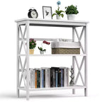 Scaffale a 3 Ripiani, Libreria in Legno a Giorno per Casa/Ufficio, Bianco/Nero/Caffè/Naturale