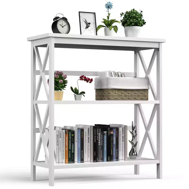 Scaffale a 3 Ripiani, Libreria in Legno a Giorno per Casa/Ufficio, Bianco/Nero/Caffè/Naturale