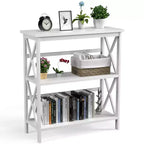Scaffale a 3 Ripiani, Libreria in Legno a Giorno per Casa/Ufficio, Bianco/Nero/Caffè/Naturale