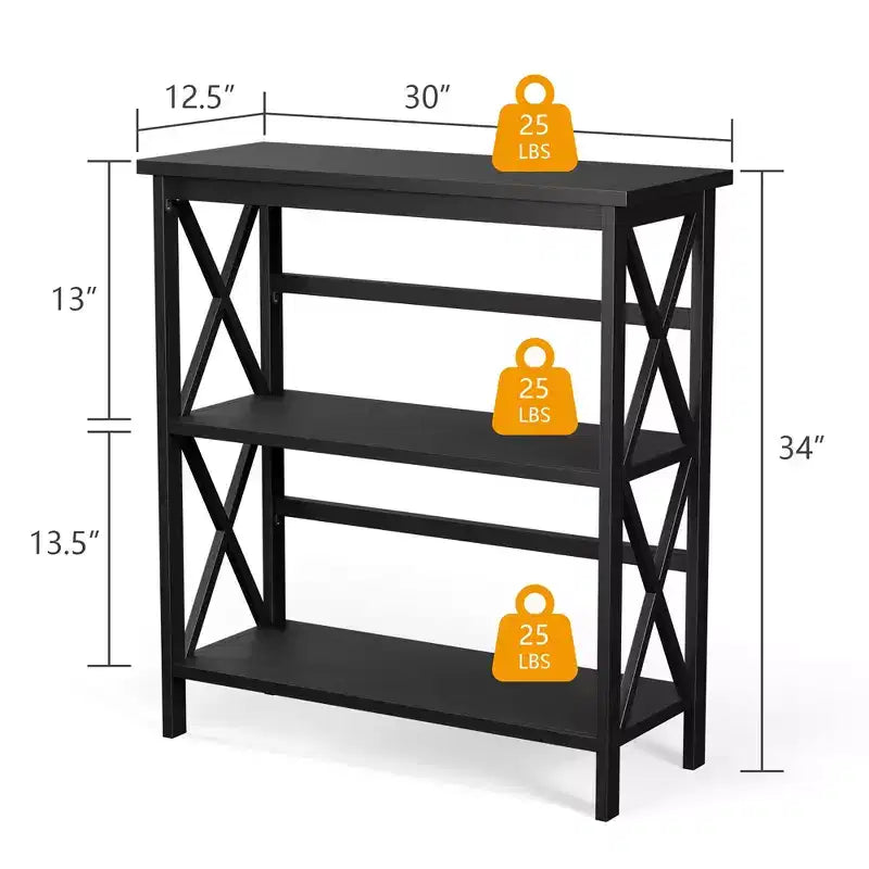 Scaffale a 3 Ripiani, Libreria in Legno a Giorno per Casa/Ufficio, Bianco/Nero/Caffè/Naturale