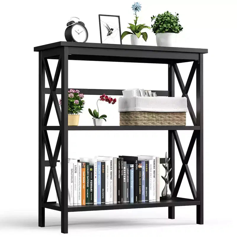Scaffale a 3 Ripiani, Libreria in Legno a Giorno per Casa/Ufficio, Bianco/Nero/Caffè/Naturale
