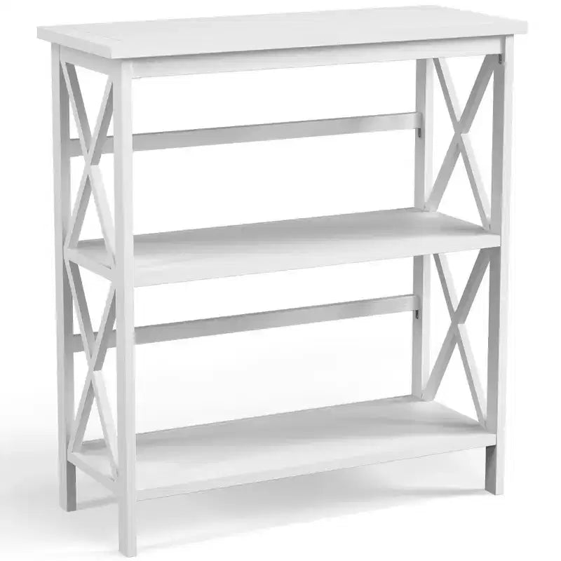 Scaffale a 3 Ripiani, Libreria in Legno a Giorno per Casa/Ufficio, Bianco/Nero/Caffè/Naturale