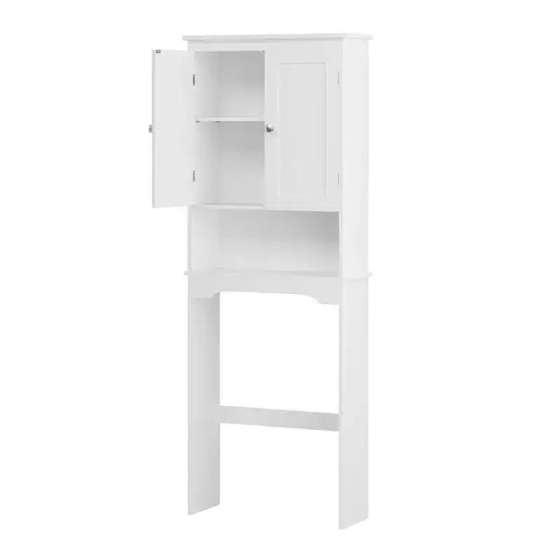 Mobiletto da bagno salvaspazio sopra il WC, scaffale organizer da bagno indipendente con 2 ante e ripiano aperto
