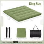 Materasso Futon Matrimoniale/Una Piazza e Mezza/Queen/King Giapponese da Pavimento con Copertura Lavabile e Borsa per il Trasporto Verde