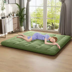 Materasso Futon Matrimoniale/Una Piazza e Mezza/Queen/King Giapponese da Pavimento con Copertura Lavabile e Borsa per il Trasporto Verde