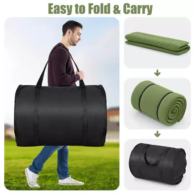 Materasso Futon Matrimoniale/Una Piazza e Mezza/Queen/King Giapponese da Pavimento con Copertura Lavabile e Borsa per il Trasporto Verde