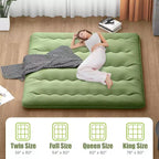 Materasso Futon Matrimoniale/Una Piazza e Mezza/Queen/King Giapponese da Pavimento con Copertura Lavabile e Borsa per il Trasporto Verde