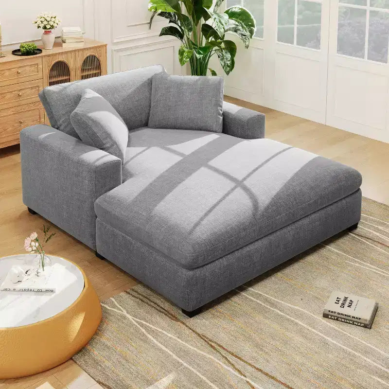 Chaise longue divano in tessuto oversize con cuscini