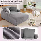 Chaise longue divano in tessuto oversize con cuscini