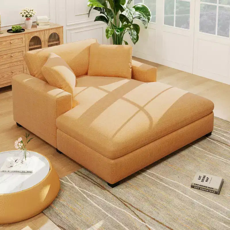 Chaise longue divano in tessuto oversize con cuscini
