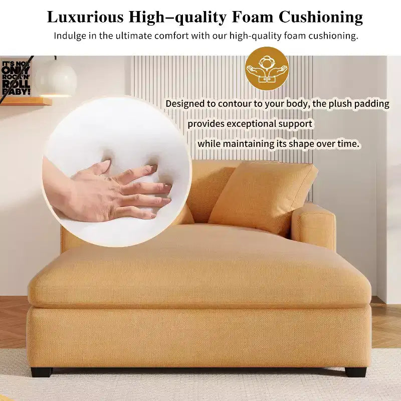 Chaise longue divano in tessuto oversize con cuscini
