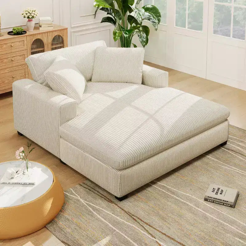 Chaise longue divano in tessuto oversize con cuscini