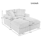Chaise longue divano in tessuto oversize con cuscini