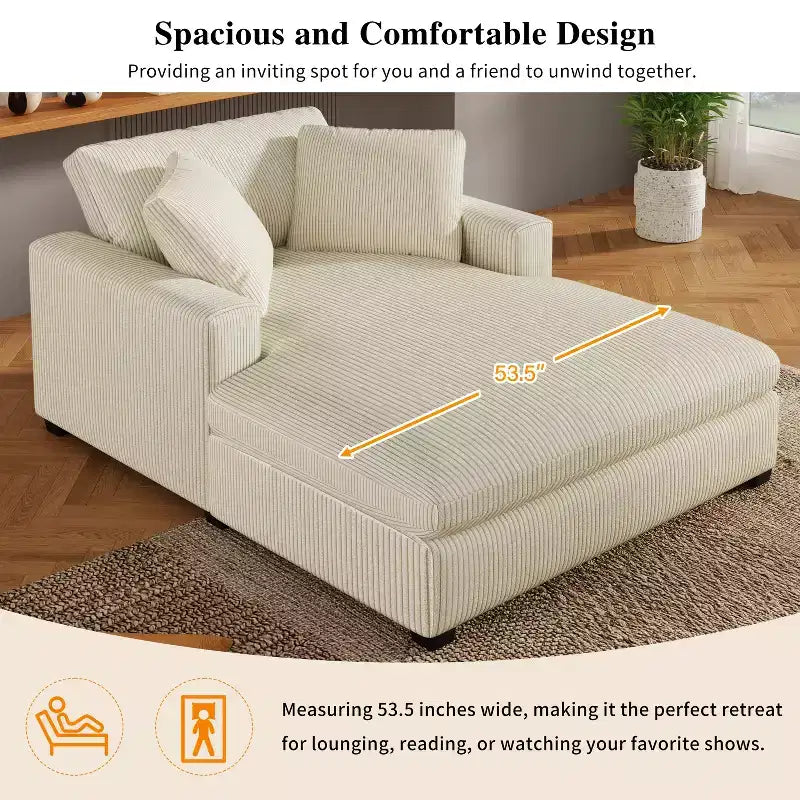 Chaise longue divano in tessuto oversize con cuscini