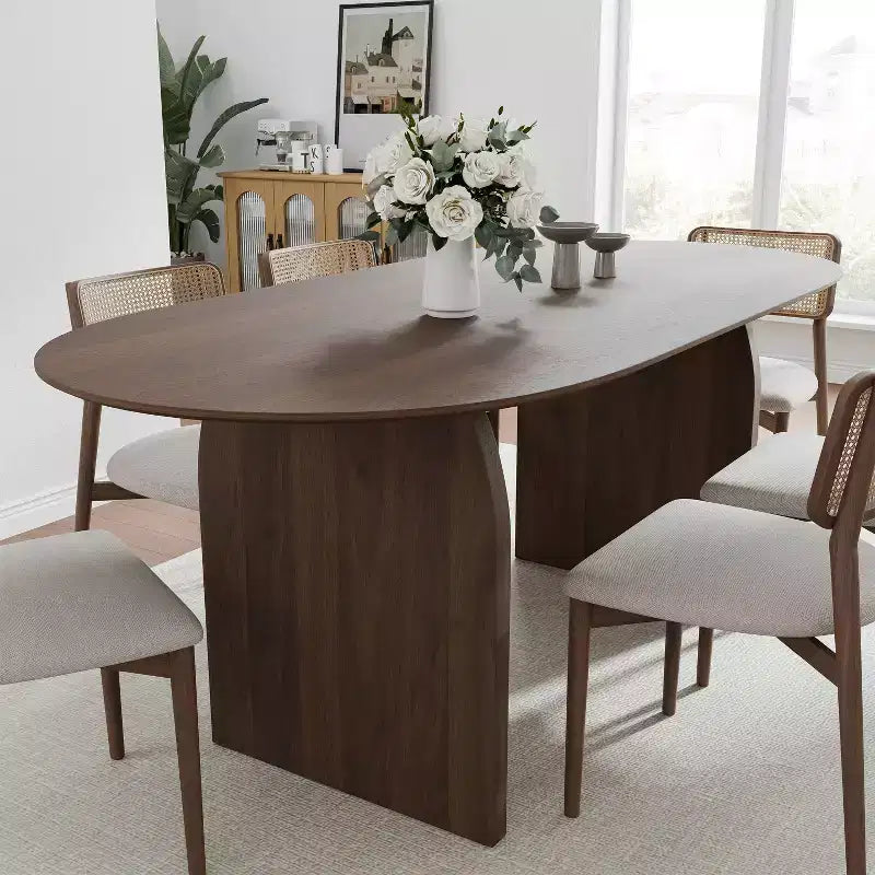 Tavolo da Pranzo Ovale 67 per 6, Tavolo da Cucina in Legno Stile Fattoria Moderno di Metà Secolo