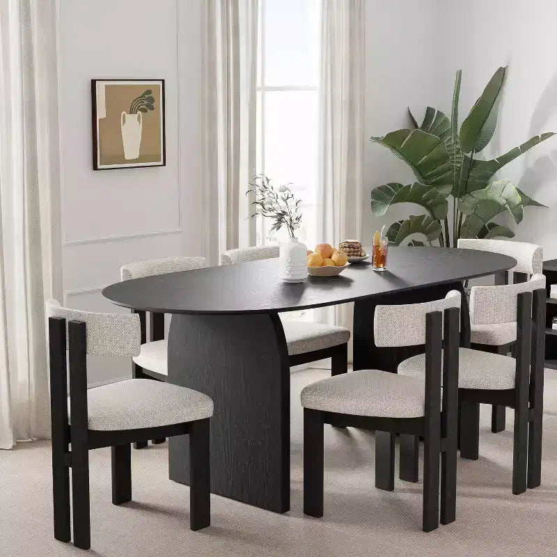 Tavolo da Pranzo Ovale 67 per 6, Tavolo da Cucina in Legno Stile Fattoria Moderno di Metà Secolo
