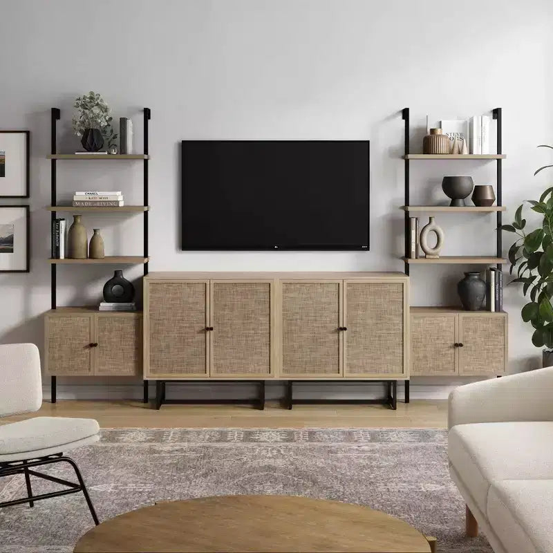 Mobile TV a parete in rattan per TV fino a 50 pollici