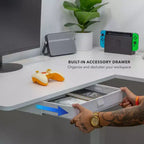 Ampia scrivania angolare elettrica ad altezza regolabile, scrivania automatica con regolazione fluida ed ergonomica dell'altezza, struttura in acciaio, bianca