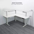 Ampia scrivania angolare elettrica ad altezza regolabile, scrivania automatica con regolazione fluida ed ergonomica dell'altezza, struttura in acciaio, bianca