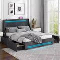 Telaio letto matrimoniale/queen-size con luci LED e stazione di ricarica, letto a piattaforma imbottito