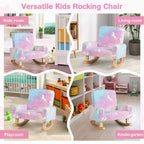 Sedia a Dondolo per Bambini Imbottita in Flanella con Comodo Schienale Multicolore/Rosa