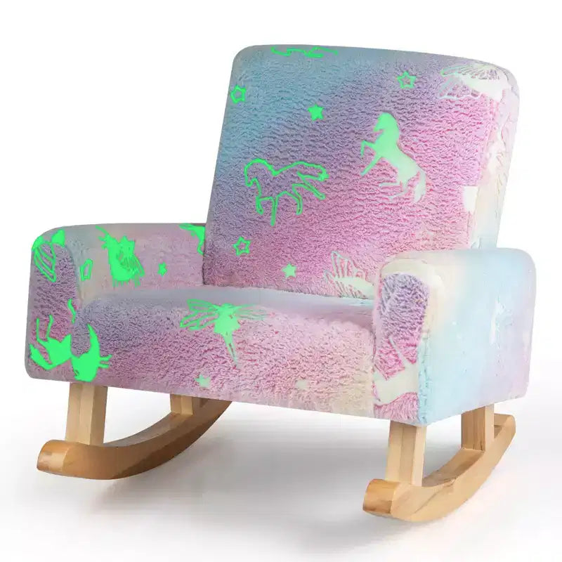 Sedia a Dondolo per Bambini Imbottita in Flanella con Comodo Schienale Multicolore/Rosa