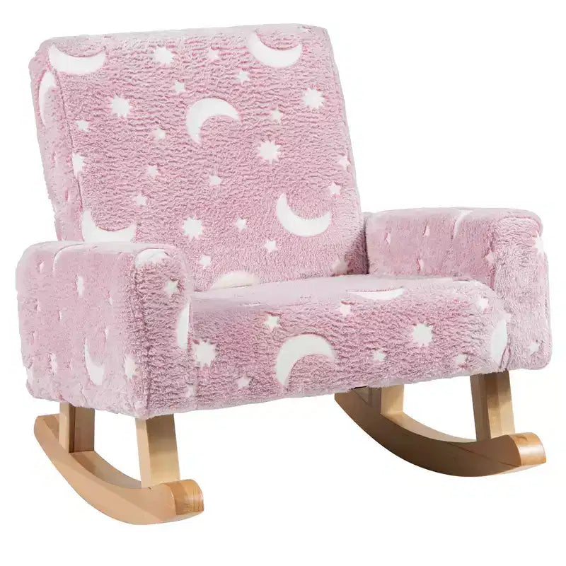Sedia a Dondolo per Bambini Imbottita in Flanella con Comodo Schienale Multicolore/Rosa