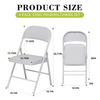Sedie Pieghevoli da 4 Pezzi con Sedile Imbottito, Struttura in Metallo con Sedile e Schienale in Pelle Sintetica, Bianco